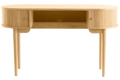 Miliboo Bureau Design-Bureau vintage avec rangements portes coulissantes bois clair chêne L130 cm EPIC