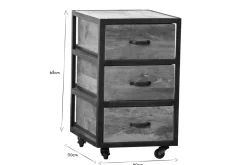 Miliboo Rangement Bureau-Caisson de bureau à roulettes 3 tiroirs industriel bois massif et métal noir INDUSTRIA