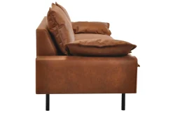 Miliboo Canapé Cuir|Voir Tous Les Canapés-Canapé 3 places en cuir aspect vieilli marron cognac et métal noir DORY