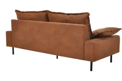 Miliboo Canapé Cuir|Voir Tous Les Canapés-Canapé 3 places en cuir aspect vieilli marron cognac et métal noir DORY