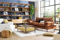 Miliboo Canapé Cuir|Voir Tous Les Canapés-Canapé 3 places en cuir aspect vieilli marron cognac et métal noir DORY