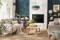 Miliboo Canapé Design|Voir Tous Les Canapés-Canapé 3 places en tissu beige et bois clair MUNIK