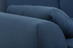 Miliboo Canapé Design|Voir Tous Les Canapés-Canapé 2 places en tissu bleu foncé et bois foncé EKTOR