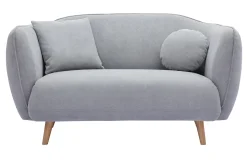 Miliboo Canapé Design|Voir Tous Les Canapés-Canapé 2 places en tissu effet velours gris clair et bois clair FOLK