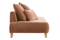 Miliboo Canapé Design|Voir Tous Les Canapés-Canapé 3 places en tissu effet velours texturé terracotta et bois clair L200 cm ODEON