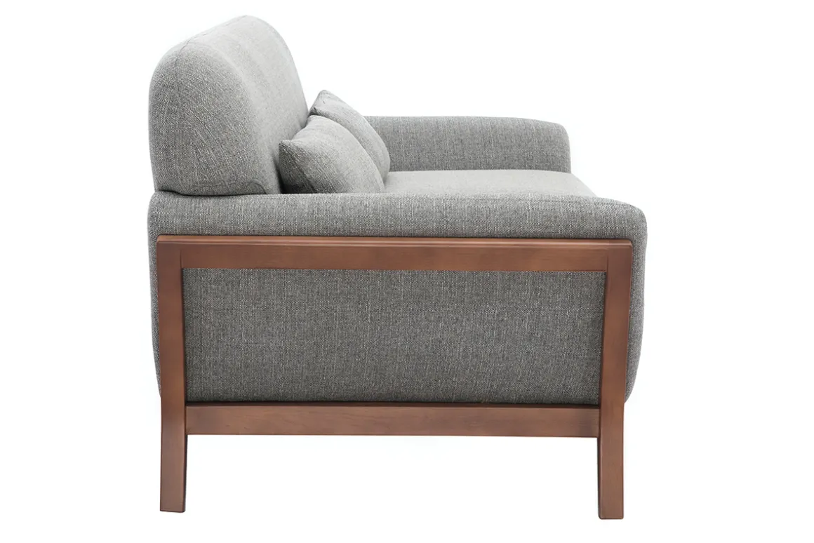 Miliboo Canapé Design|Voir Tous Les Canapés-Canapé 3 places en tissu gris et bois foncé YOKO