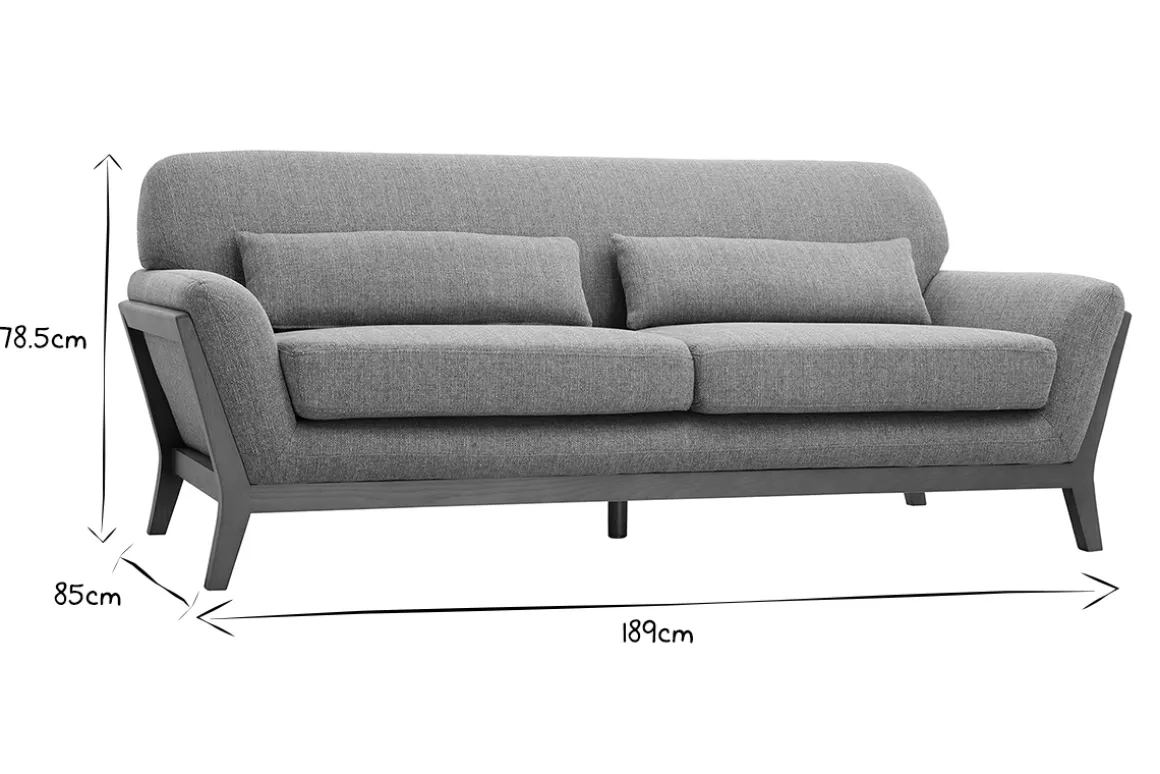 Miliboo Canapé Design|Voir Tous Les Canapés-Canapé 3 places en tissu gris et bois foncé YOKO