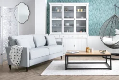 Miliboo Canapé Design|Voir Tous Les Canapés-Canapé avec coffre 3 places en tissu gris clair et bois foncé MEDLEY