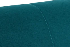 Miliboo Canapé Convertible|Voir Tous Les Canapés-Canapé convertible 3 places en tissu bleu paon et bois clair avec matelas 12 cm SKANDY