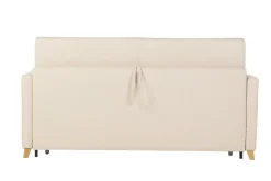 Miliboo Canapé Convertible|Voir Tous Les Canapés-Canapé convertible 3 places en tissu beige et bois clair avec matelas 18 cm SKANDY