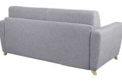 Miliboo Canapé Convertible|Voir Tous Les Canapés-Canapé convertible 3 places en tissu gris clair et bois clair avec matelas L140 cm 13 cm GRAHAM