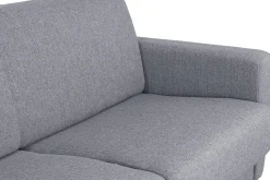 Miliboo Canapé Convertible|Voir Tous Les Canapés-Canapé convertible 3 places en tissu gris clair et bois clair avec matelas L140 cm 13 cm GRAHAM