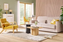 Miliboo Canapé Convertible|Voir Tous Les Canapés-Canapé convertible 3 places en tissu effet velours beige avec matelas 13 cm LETTO