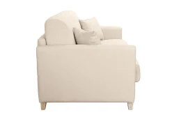 Miliboo Canapé Convertible|Voir Tous Les Canapés-Canapé convertible 3 places en tissu beige et bois clair avec matelas 12 cm SKANDY