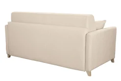 Miliboo Canapé Convertible|Voir Tous Les Canapés-Canapé convertible 3 places en tissu beige et bois clair avec matelas 12 cm SKANDY