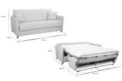 Miliboo Canapé Convertible|Voir Tous Les Canapés-Canapé convertible 3 places en tissu beige et bois clair avec matelas 12 cm SKANDY