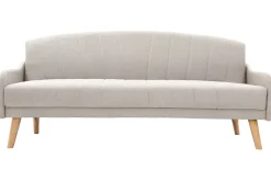 Miliboo Canapé Convertible|Voir Tous Les Canapés-Canapé convertible 3 places en tissu gris clair et bois clair ARYA