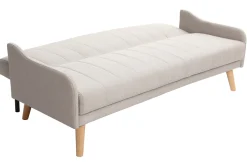 Miliboo Canapé Convertible|Voir Tous Les Canapés-Canapé convertible 3 places en tissu gris clair et bois clair ARYA