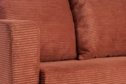 Miliboo Canapé Convertible|Voir Tous Les Canapés-Canapé convertible 3 places en tissu velours côtelé terracotta avec matelas 13 cm BACIO