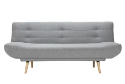 Miliboo Canapé Convertible|Voir Tous Les Canapés-Canapé convertible 3 places en tissu gris clair et bois clair FAGUO
