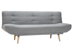 Miliboo Canapé Convertible|Voir Tous Les Canapés-Canapé convertible 3 places en tissu gris clair et bois clair FAGUO