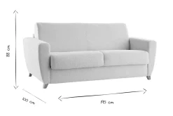 Miliboo Canapé Convertible|Voir Tous Les Canapés-Canapé convertible 3 places en tissu bleu canard et bois clair avec matelas L140 cm 13 cm GRAHAM