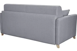 Miliboo Canapé Convertible|Voir Tous Les Canapés-Canapé convertible 3 places en tissu gris clair et bois clair avec matelas 18 cm SKANDY