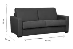 Miliboo Canapé Convertible|Voir Tous Les Canapés-Canapé convertible 3 places en tissu bleu canard et bois clair avec matelas 18 cm GRAHAM