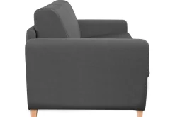Miliboo Canapé Design|Voir Tous Les Canapés-Canapé convertible 3 places en tissu gris foncé et bois clair avec matelas L140 cm 12 cm GRAHAM