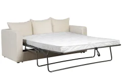 Miliboo Canapé Design|Canapé Convertible-Canapé convertible 3 places en tissu velours côtelé beige avec matelas 13 cm BACIO