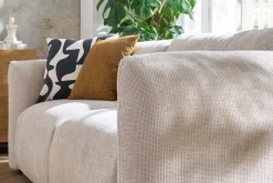 Miliboo Canapé Convertible|Voir Tous Les Canapés-Canapé convertible avec coffre 4 places en tissu velours chenille beige CRUSH