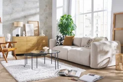 Miliboo Canapé Convertible|Voir Tous Les Canapés-Canapé convertible avec coffre 4 places en tissu velours chenille beige CRUSH