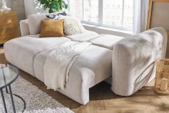 Miliboo Canapé Convertible|Voir Tous Les Canapés-Canapé convertible avec coffre 4 places en tissu velours chenille beige CRUSH