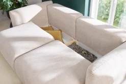 Miliboo Canapé Convertible|Voir Tous Les Canapés-Canapé convertible avec coffre 4 places en tissu velours chenille beige CRUSH