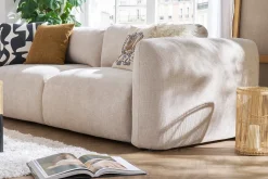 Miliboo Canapé Convertible|Voir Tous Les Canapés-Canapé convertible avec coffre 4 places en tissu velours chenille beige CRUSH