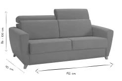 Miliboo Canapé Convertible|Voir Tous Les Canapés-Canapé convertible avec têtières ajustables 3 places en tissu effet velours gris anthracite et bois clair avec matelas 13 cm GOYA
