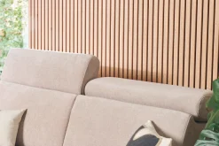 Miliboo Canapé Convertible|Voir Tous Les Canapés-Canapé convertible avec têtières ajustables 3 places en tissu effet velours beige avec matelas 18 cm NORO