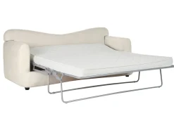 Miliboo Canapé Convertible|Voir Tous Les Canapés-Canapé convertible déhoussable 3-4 places design haricot en tissu effet velours beige clair SACHA