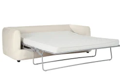 Miliboo Canapé Convertible|Voir Tous Les Canapés-Canapé convertible déhoussable 3-4 places design haricot en tissu effet velours beige clair SACHA