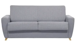Miliboo Canapé Convertible|Voir Tous Les Canapés-Canapé convertible en tissu gris clair et bois clair avec matelas 18 cm GRAHAM