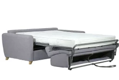 Miliboo Canapé Convertible|Voir Tous Les Canapés-Canapé convertible en tissu gris clair et bois clair avec matelas 18 cm GRAHAM