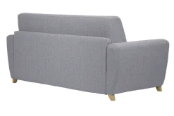 Miliboo Canapé Convertible|Voir Tous Les Canapés-Canapé convertible en tissu gris clair et bois clair avec matelas 18 cm GRAHAM