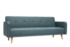 Miliboo Canapé Convertible|Voir Tous Les Canapés-Canapé convertible scandinave 3 places en tissu vert de gris et bois clair ULLA
