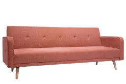 Miliboo Canapé Convertible|Voir Tous Les Canapés-Canapé convertible scandinave 3 places en tissu effet velours texturé terracotta et bois clair ULLA