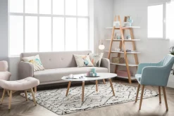 Miliboo Canapé Convertible|Voir Tous Les Canapés-Canapé convertible scandinave 3 places en tissu beige et bois clair ULLA