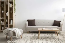 Miliboo Canapé Convertible|Voir Tous Les Canapés-Canapé convertible scandinave 3 places en tissu beige et bois clair ULLA