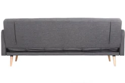 Miliboo Canapé Convertible|Voir Tous Les Canapés-Canapé convertible scandinave 3 places en tissu gris foncé et bois clair ULLA