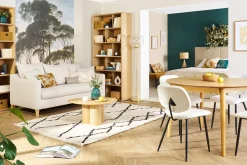 Miliboo Canapé Convertible|Voir Tous Les Canapés-Canapé convertible scandinave 3 places en tissu effet velours beige et bois clair LOUISE