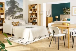 Miliboo Canapé Convertible|Voir Tous Les Canapés-Canapé convertible scandinave 3 places en tissu effet velours beige et bois clair LOUISE