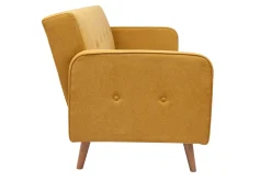 Miliboo Canapé Convertible|Voir Tous Les Canapés-Canapé convertible scandinave 3 places en tissu effet velours jaune moutarde et bois clair ULLA